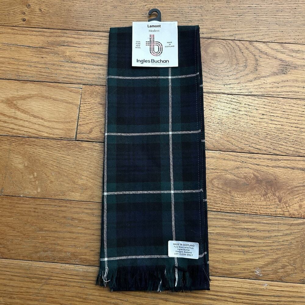 NEW Lamont Ingles Buchan 100% Pure New Wool Modern Plaid Tartan Scarf